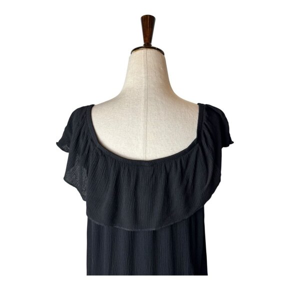 Becca Coverup Women Medium Black Off The Shoulder Flowy Mini Swim Swimwear - Picture 5 of 10